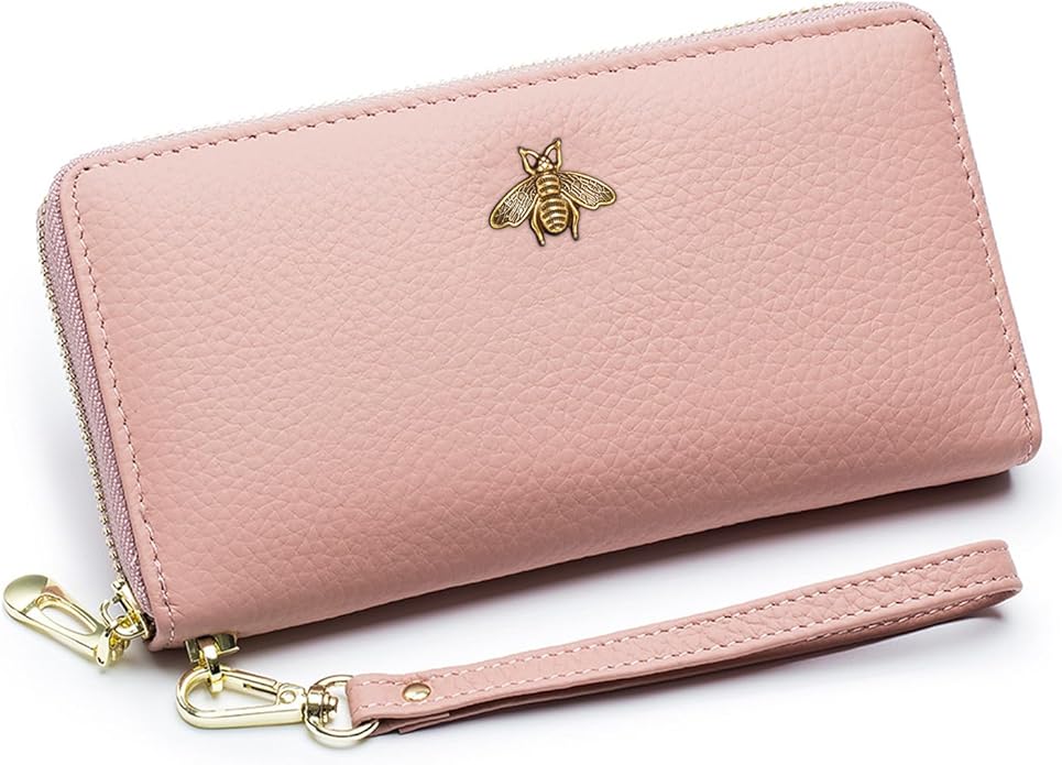 imeetu Leather Wristlet Purse for Women with Credit Card Holder, Zip Coin Pocket & Wrist Strap