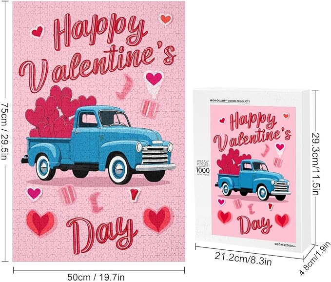 Wooden Puzzle - Happy Valentine's Day Jigsaw Puzzles，Wooden Puzzles for Adults 1000 Pieces Challenge Puzzles，Educational Games，Family Puzzles，Unique Gifts for Wall Art