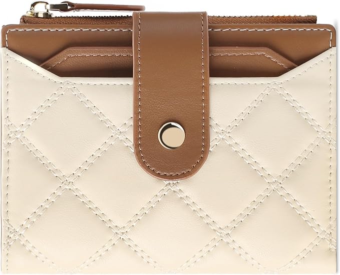 SENDEFN Small Wallet for Woman Leather RFID Blocking Bifold Zipper Pocket Credit Card Holder