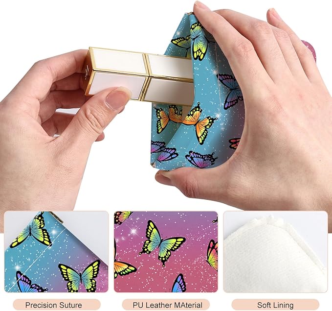 2Pcs PU Leather Small Squeeze Coin Purse Pouch Mini coin Bag Unique And Cute Wallet Cosmetic Bags Change Bag For Women Girls Men （Butterfly L