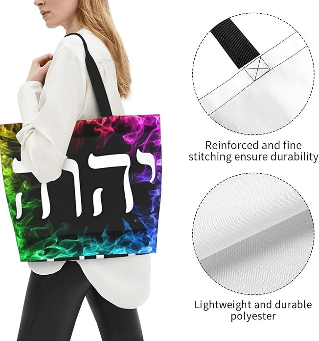 YHWH Large Reusable Eco-friendly Shopping Bags Portable Storage Handbag