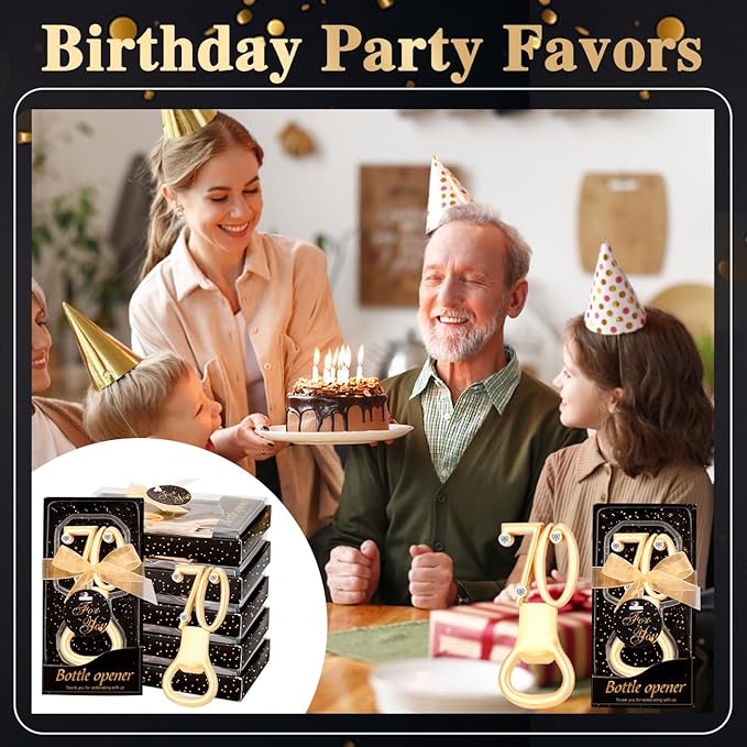 Ubrand 24PCS 70th Birthday Bottle Opener for 70th Birthday Party Favors 70th Wedding Anniversaries Souvenirs Favors Gifts Decorations (24,70)