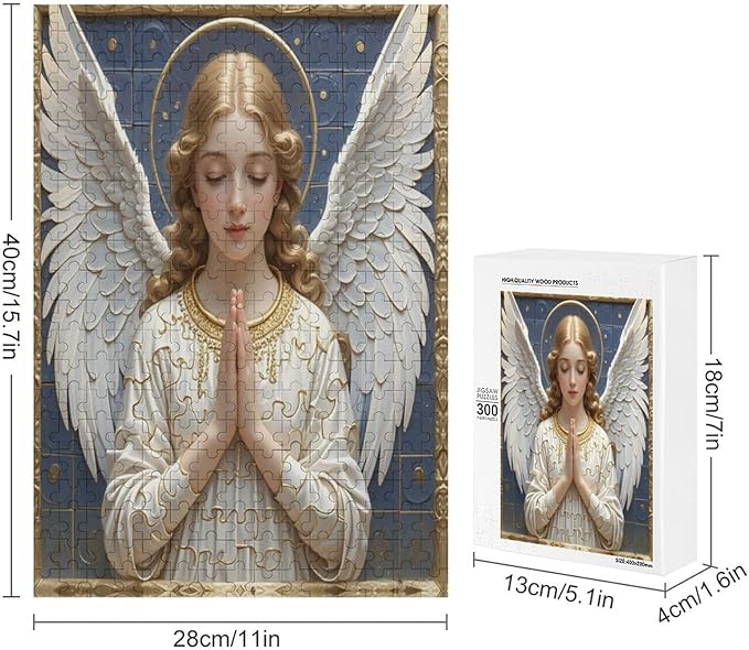 Wooden Puzzle - Classic Angel Praying Jigsaw Puzzles，Wooden Puzzles for Adults 300 Pieces Challenge Puzzles，Educational Games，Family Puzzles，Unique Gifts for Wall Art