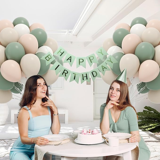 60pcs Sage Green Balloons 12inch with Sage Green Nude Sand White Balloons for Neutral Bridal Baby Shower Wedding Birthday Engagement Party Decorations
