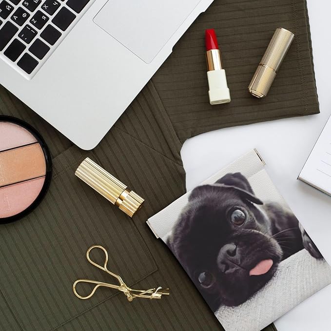 Coin Purse Funny Black Pug Leather Squeeze Coin Purse Mini Pouch Change Wallet Bag Gifts for Women Kids Girls Key Holder