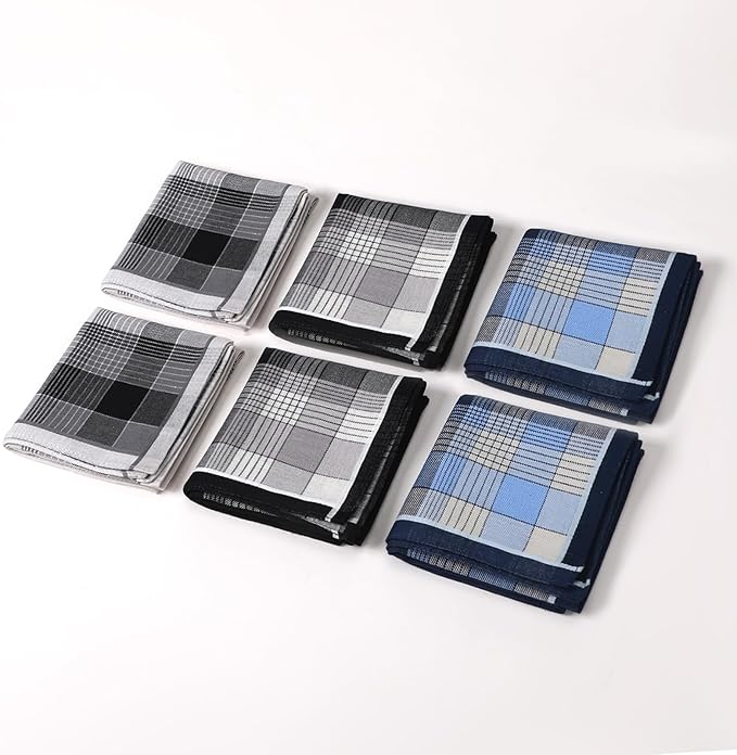 Handkerchiefs for Men, Soft Cotton Men’s Handkerchiefs, Cotton Hankies for Men, Assorted Hankies, 17x17 3/6 PCS