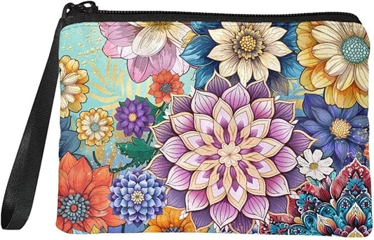 Dolyues Boho Mandala Fashion Coin Purse Wallets for Women Change Pouch Clutch Bag Zipper Wallet Smooth Purses Pencil Bags for Kids Gift