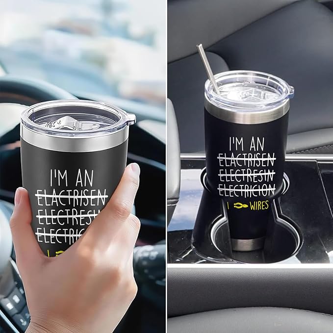 Electrician Gifts for Men - Funny Electrician Gifts for Electricians Men - 20oz Electrician Tumbler for Man or Male