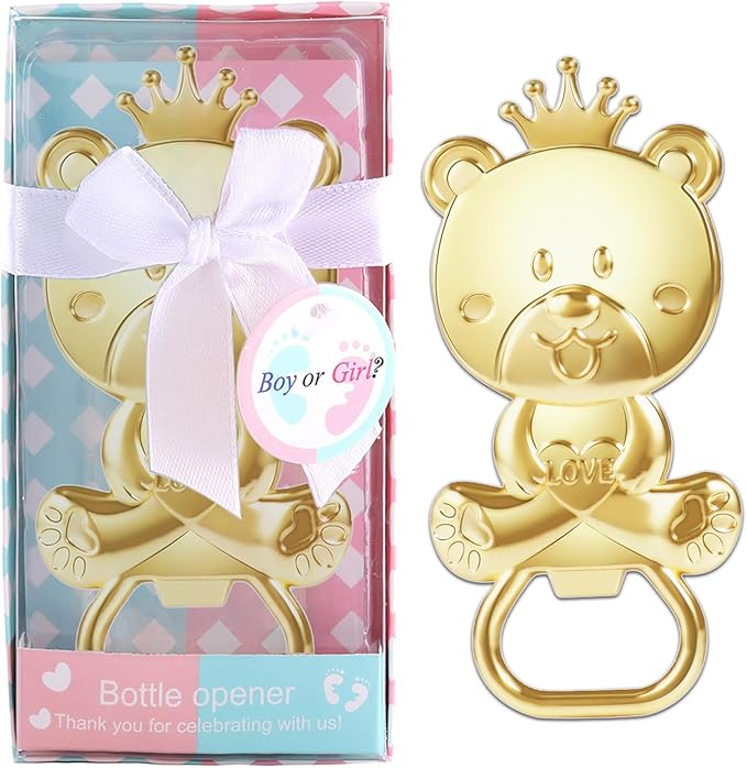 24 pcs Baby Shower Party Favor Bottle Opener Party Supplies Decoration Baby Shower Return Gift for Guest Baby Shower Souvenir for Boy or Girl Bridal Shower Bar Tools (Blue and Pink Bear)