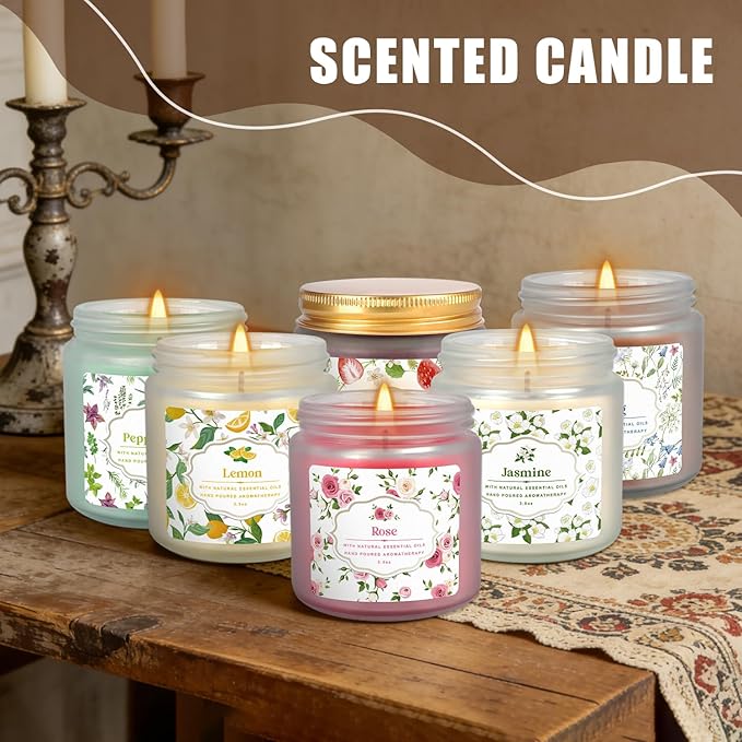 12 Pack Scented Candles with Added Natural Essential Oils, 3.05oz, Suitable for Various Festivals, Parties, Yoga, and Home Scene