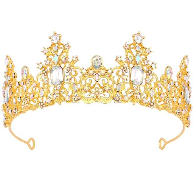 Didder Gold AB Rhinestone Princess Crown Birthday Tiara Prom Queen Tiaras and Crowns for Women and Girls Halloween Costume Headpiece Hair Accessories