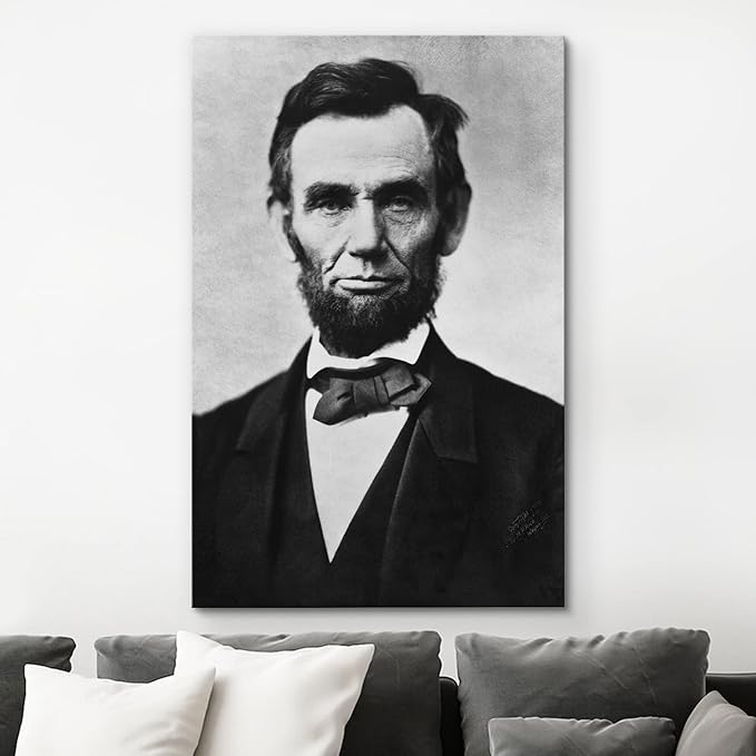 wall26 Canvas Print Wall Art Portrait of Abraham Lincoln People Pop Culture Historical Realism Famous Closeup Colorful Multicolor Classical for Living Room, Bedroom, Office - 12"x18"