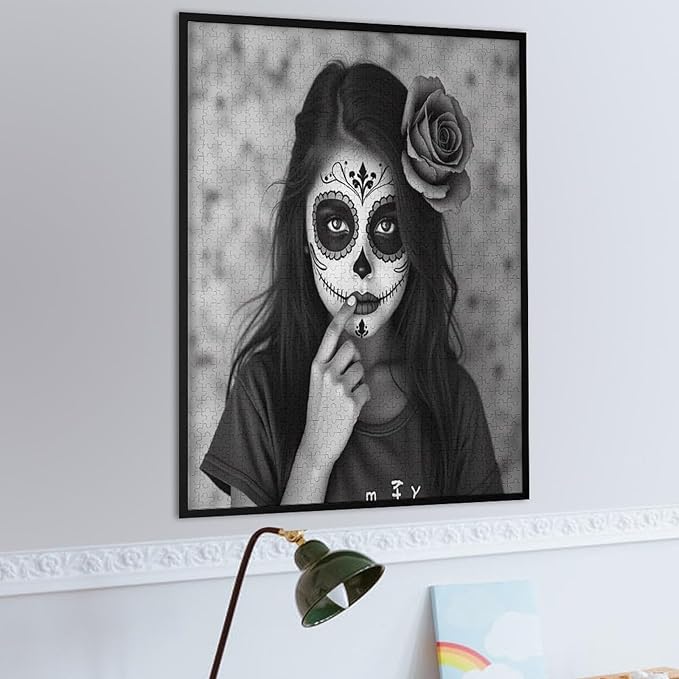 Adult Wooden Puzzle 1000 Pieces - Gorgeous Sugar Skull Lady Day of The Dead Theme Jigsaw Puzzles， Exquisite Art Design，for Puzzles Challengers and Enthusiasts，Puzzle Games for Children and Adults