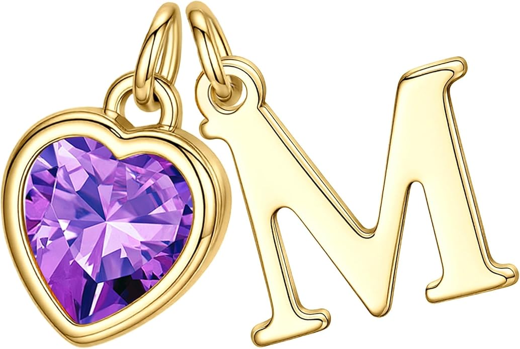 Turandoss Valentines Day Gifts for Her Trendy, Dainty 14K Gold Plated Initial A-Z Heart Birthstone Pendant Necklace Personalized Bridesmaid Birthday Valentines Jewelry Gifts for Women Girls