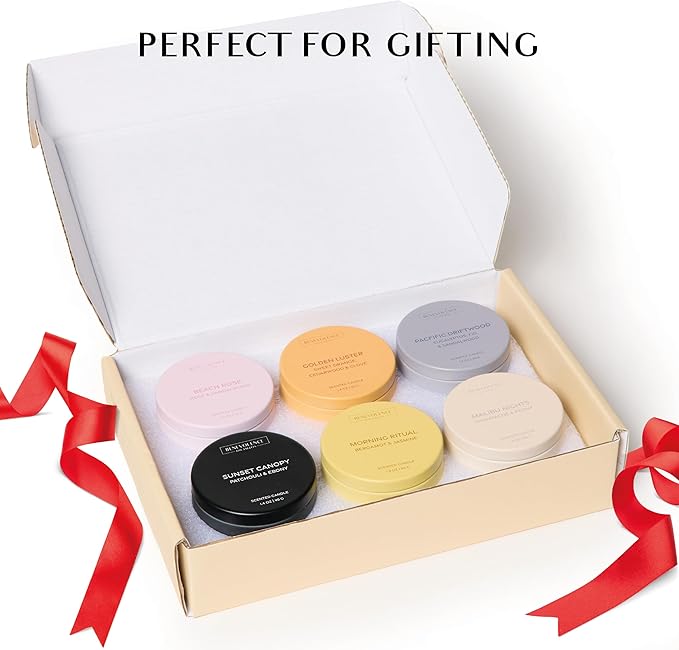 Benevolence LA Candle Gift Set – 6 Soy Scented Candles (1.4 oz) | Aromatherapy Candles with Orange, Eucalyptus, Rose & Jasmine | Gift Set Ideas for Women & Men | Ready for Gifting