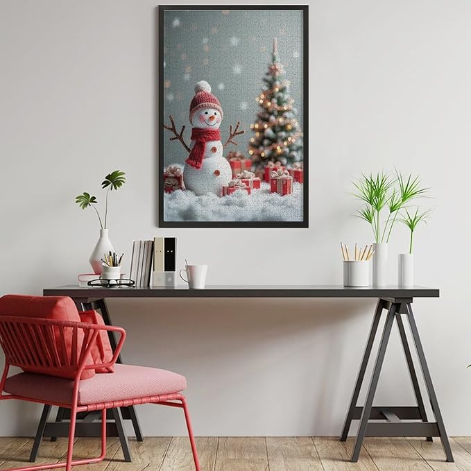Wooden Puzzles for Adults 1000 Pieces, Christmas Winter Snowman, Each Piece is Unique and Perfectly Put Together, are Special Home Decorations, Fun Puzzles, Party Games, Family Toys