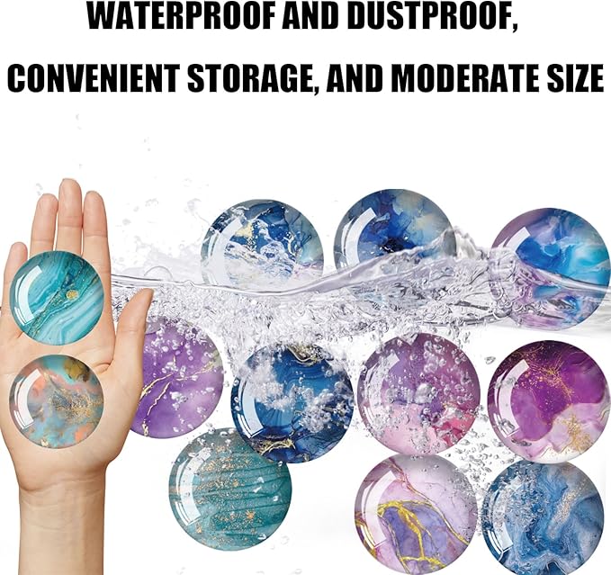 Strong Glass Refrigerator Stickers,12Pcs Magnets for Fridge,Funny Fridge Magnet Shape,Cute Small Tiny Magnet for Kitchen Whiteboard Door Decorative (Marble Refrigerator Stickers 03)