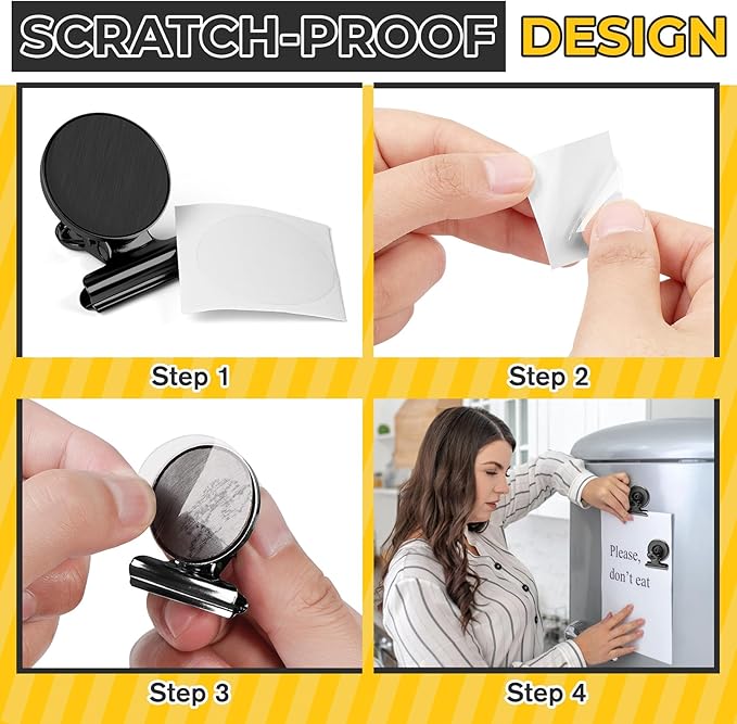 40 Pack Magnetic Clips Heavy Duty, Black Magnet Clips for Fridge, Refrigerator Magnets, Strong Magnetic Clip, Scratch Free Magnets with Clip for Whiteboard, Refrigerator, Locker