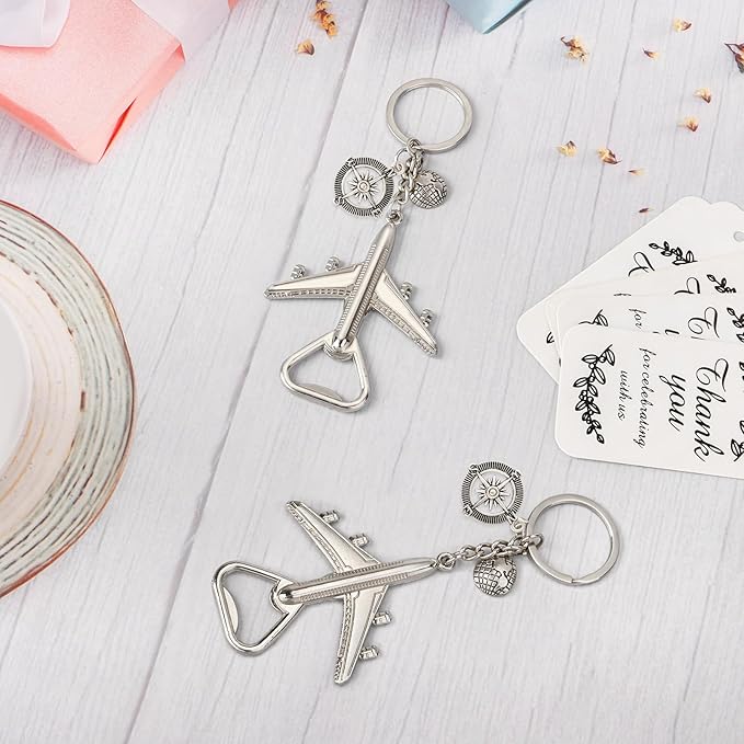 VZCBZC 50PCS Airplane Bottle Opener Keychain for Travel Party Favors Air Plane Beer Bottle Openers for Guests,Party Souvenirs or Decorations