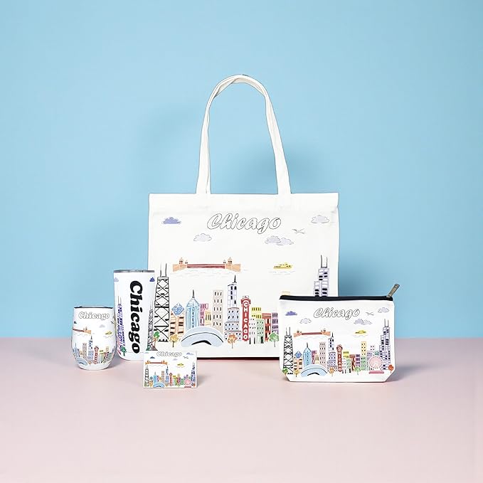 City Themed Artwork Magnet Collection by Beary Blu - Designed in The USA, Collectible Souvenirs Gifts 2.5" x 3.5" (Chicago)