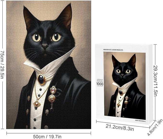 Funny Wooden Puzzle - Gothic Cat Puzzle for Adult 1000 Piece，Wooden Jigsaw Puzzles Art Leisure Game Fun Suitable Family Friends Educational Learning Games Gift