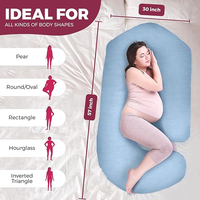 PILLANI Pregnancy Pillows for Sleeping - V C U Shaped Full Body Pillow with Removable Cover, 57inch Cooling Maternity Pillow for Pregnant Women, Support for Back Belly Legs Hip - Pregnancy Must Haves
