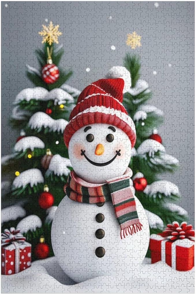 Wooden Puzzles for Adults 1000 Pieces, Christmas Winter Snowman, Each Piece is Unique and Perfectly Put Together, are Special Home Decorations, Fun Puzzles, Party Games, Family Toys