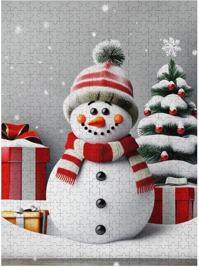 Wooden Puzzles for Adults 500 Pieces, Christmas Winter Snowman, Each Piece is Unique and Perfectly Put Together, are Special Home Decorations, Fun Puzzles, Party Games, Family Toys