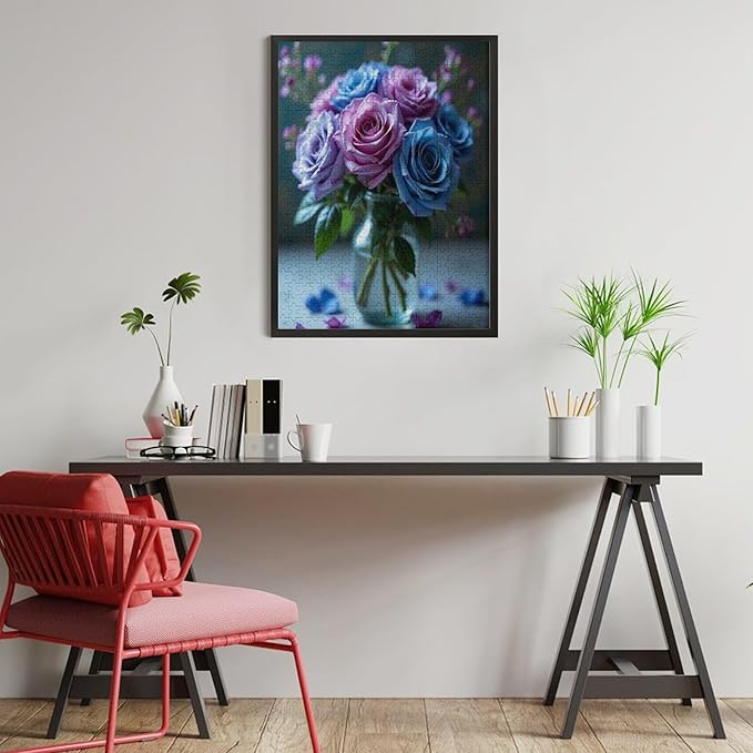 Jigsaw Puzzles for Adults 500 Piece - Colored Rose Themed Wooden Puzzles，Educational Games，Family Puzzles，Unique Gifts for Wall Art ，Funny Puzzles，Stress Relief Games，Puzzle Games