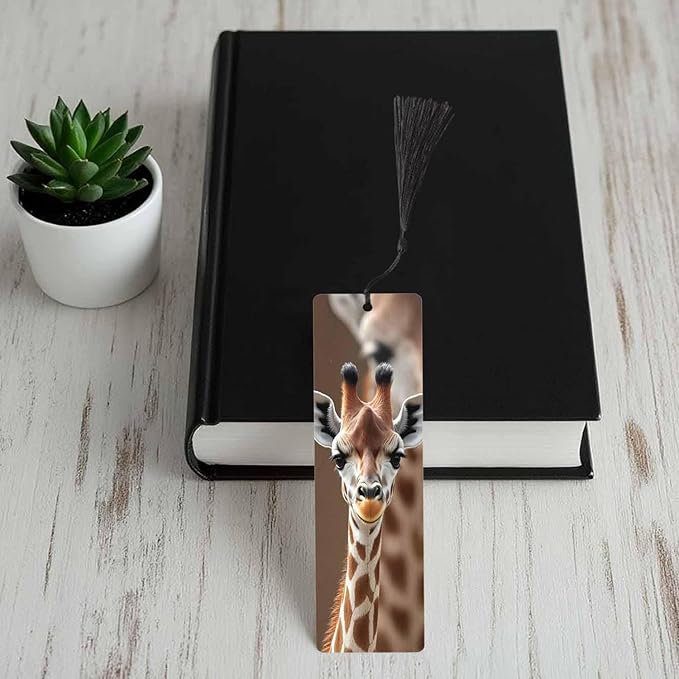 Giraffe Bookmarks 5 Pcs with Tassels Animal Cute Brown Spots Wooden Bookmarks for Reading Women Students Teacher Reader
