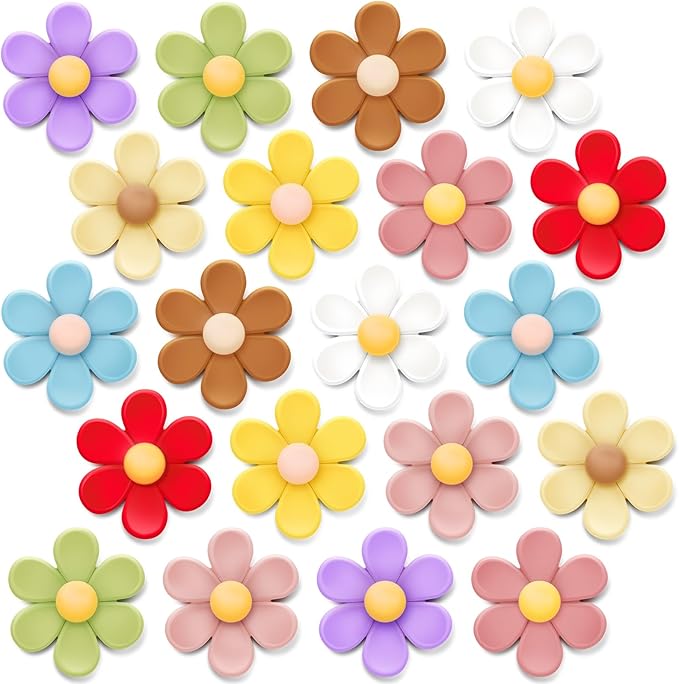 20 Pcs 3D Flower Fridge Magnets, 1 Inch Cute Fridge Magnets, Colorful Refrigerator Decorative Magnet for Whiteboard Locker Cabinet (Medium)