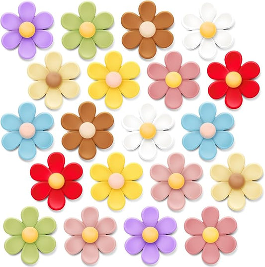 20 Pcs 3D Flower Fridge Magnets, 1 Inch Cute Fridge Magnets, Colorful Refrigerator Decorative Magnet for Whiteboard Locker Cabinet (Medium)