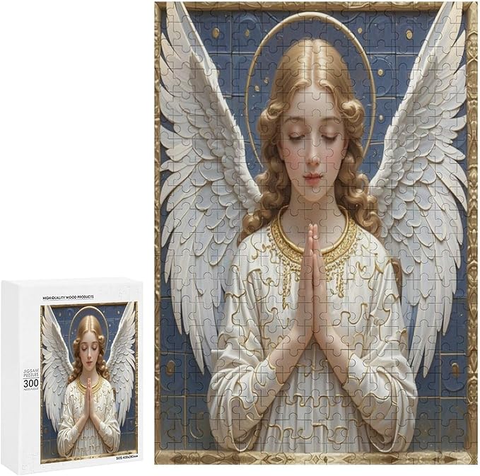 Wooden Puzzle - Classic Angel Praying Jigsaw Puzzles，Wooden Puzzles for Adults 300 Pieces Challenge Puzzles，Educational Games，Family Puzzles，Unique Gifts for Wall Art