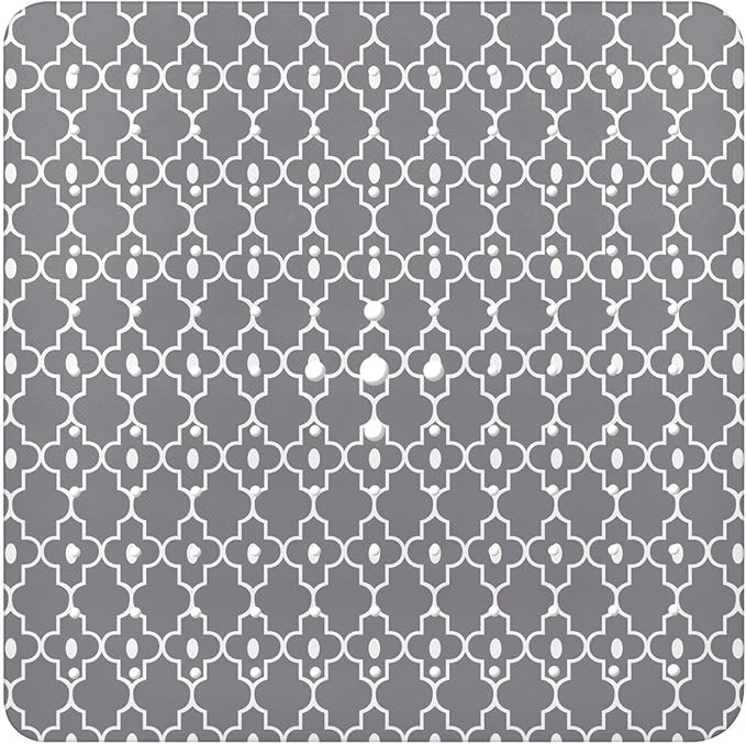 Bathtub Mat Non Slip, Grey Square Bath tub Mat Shower Floor Mat with Suction Cups for Adults Kids Elderly 21 X 21 Inch