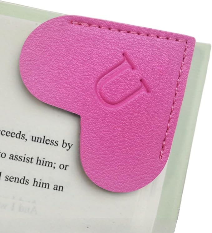 MOTEERLLU Personalized Leather Heart Bookmark with Initials, Handmade, Letter Cute Custom Corner Book Marks for Reading Women, Teachers, Students, Book Lovers, Book Accessories(Rose,U)