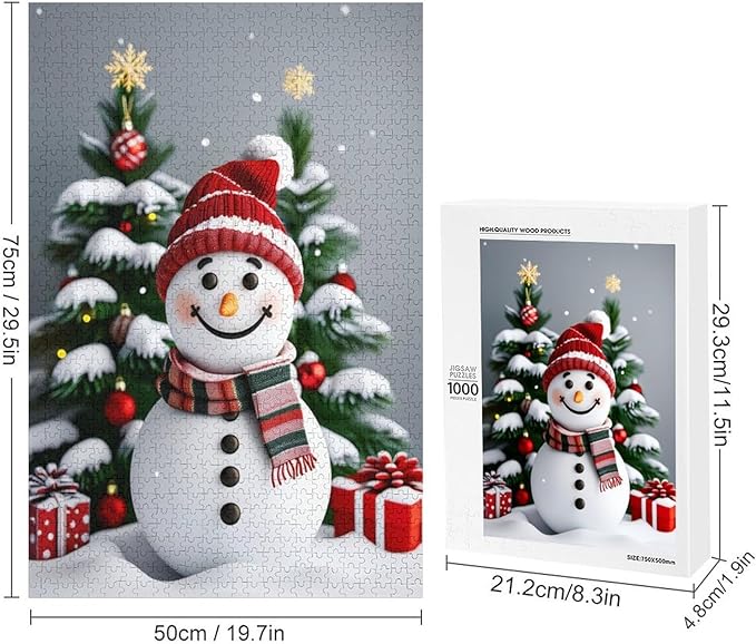 Wooden Puzzles for Adults 1000 Pieces, Christmas Winter Snowman, Each Piece is Unique and Perfectly Put Together, are Special Home Decorations, Fun Puzzles, Party Games, Family Toys