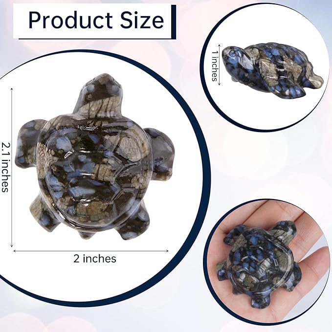 Crystal Travel Sea Turtle Figurines, Que Sera Stone Sea Turtle Travel Gifts for Women Men Travelers, Hand Carved Good Luck Charm, Spiritual Companion Collectible Animal Statue Decors 2.1”