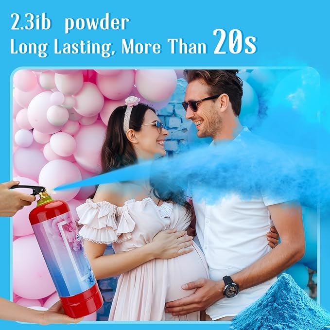 Giant Gender Reveal Fire Extinguisher 2 Packs, Gender Reveal Ideas, Baby Boy Reveal Party Ideas for Gender Reveal Decorations with 2.3ib Powder (Blue)