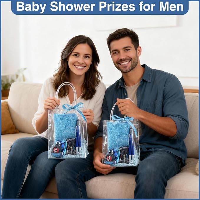 85Pcs Baby Shower Prizes for Men, 8 Sets Winner Gifts with Multi-Tool Pen, Screwdriver, Tape Measure, Bottle Opener, Keychain, Cleaning Cloth & Gift Bags for Winner Bachelor Party Favors (85)