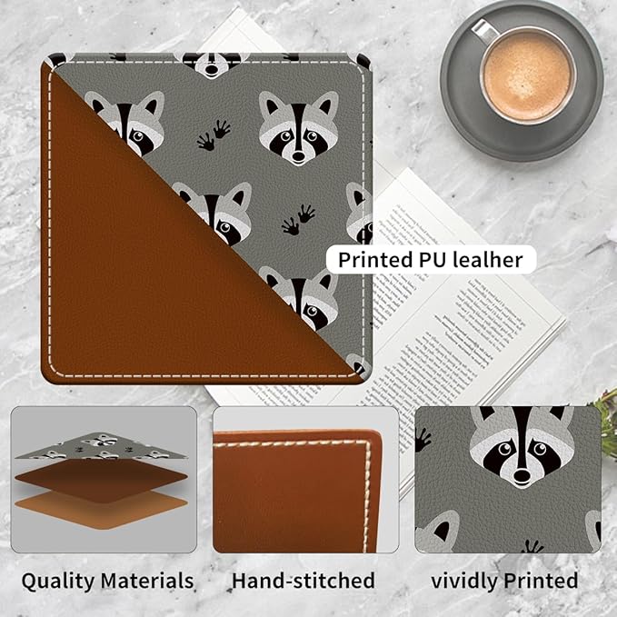 Cute Leather Bookmarks, Fun Triangle Making Corner Bookmark, Book Accessories for Reading Book Lovers, Unbreakable Page Markers for Women Men Funny Raccoon