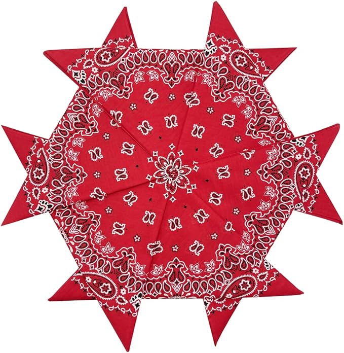 6 Pack 12 Pack Bandanas 2 Sides Printed 22inch Unisex Cowboy Kerchiefs