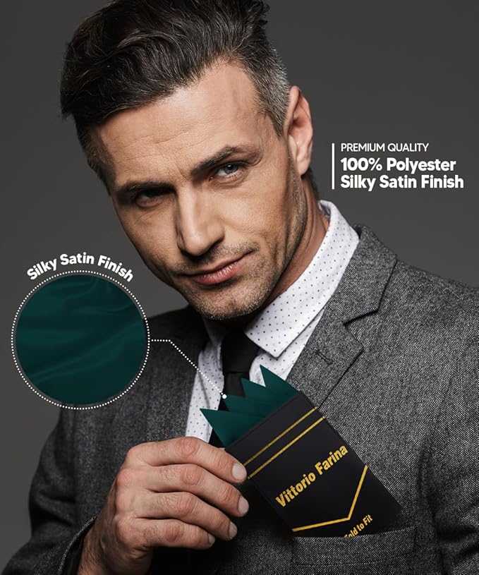 Premium Pre-Folded Four-Point Suit Pocket Square for Men with Sewn Pocket Fold