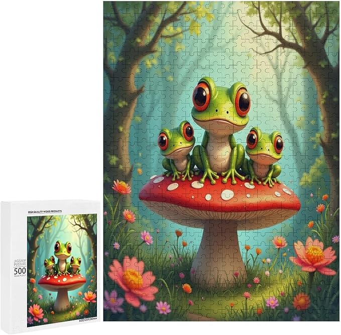 Jigsaw Puzzles for Adults 500 Piece - Colorful Frogs Wooden Puzzles, Family Puzzles，Educational Games，Challenge Puzzles Puzzle Games