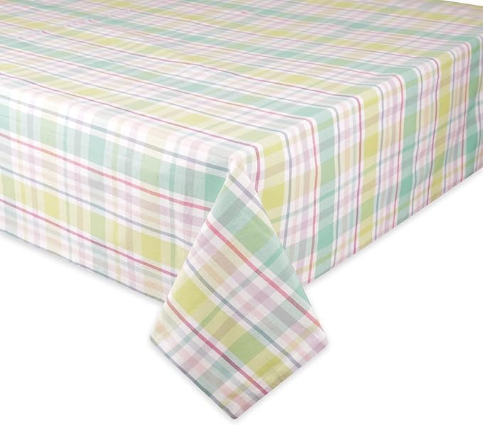 DII Spring Plaid Table Top Collection 100% Machine Washable Dress Up Your Table for Spring, Easter, Family Dinners, Picnics and Everyday, 60x84