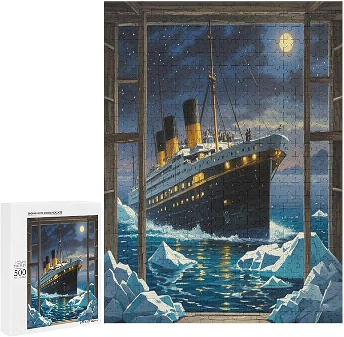 Puzzles for Adults 500 Pieces Wooden Jigsaw Puzzle - Silent Ship Theme Puzzle，Party Games，Family Toys，Educational Puzzles，Stress Relief Wooden Puzzle，Gifts for Family，Colleagues and Friends