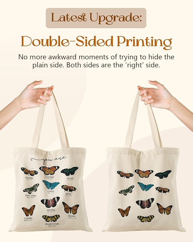 Miss Adola Aesthetic Tote Bag for Girls - with Magnetic Buckle and Zipper Inner Pocket for Women Lady Canvas Cotton Tote Bag