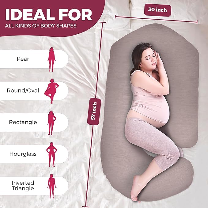 PILLANI Pregnancy Pillows for Sleeping - V C U Shaped Full Body Pillow with Removable Cover, 57inch Cooling Maternity Pillow for Pregnant Women, Support for Back Belly Legs Hip - Pregnancy Must Haves