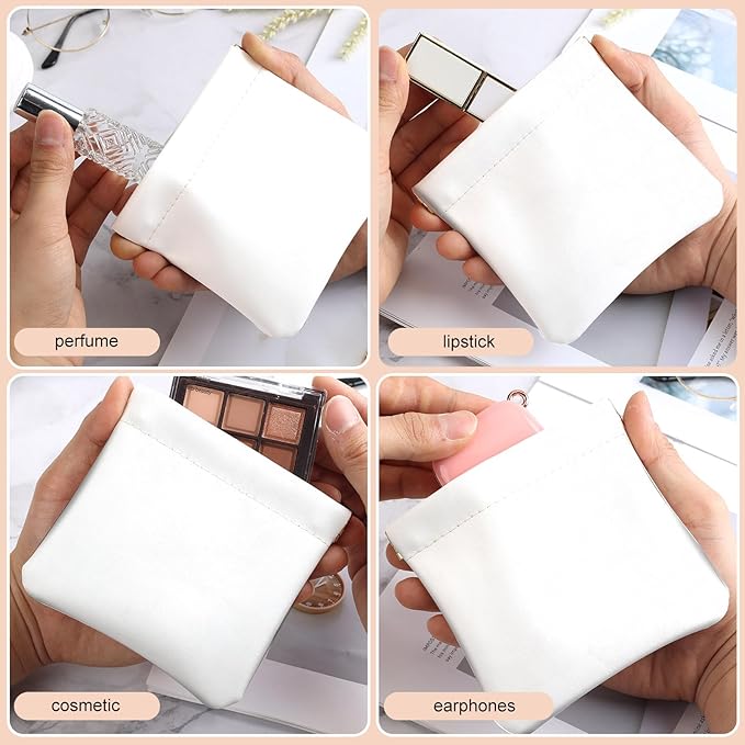2Pcs PU Leather Small Squeeze Coin Purse Pouch Mini coin Bag Unique And Cute Wallet Cosmetic Bags Change Bag For Women Girls Men （White and pink