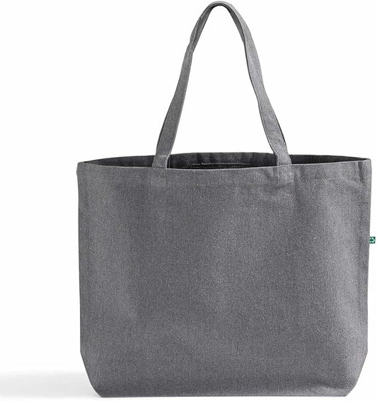 Large Recycled Cotton Canvas Tote Bag with Gusset – 12 Pcs Reusable Bag with Shoulder Straps, Canvas Tote Bags Bulk