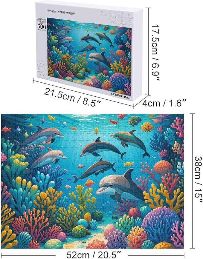 Wooden Puzzle - Sea World Wooden Puzzles for Adults 500 Pieces Challenge Puzzles，Educational Games，Family Puzzles，Unique Gifts for Wall Art ，Funny Puzzles